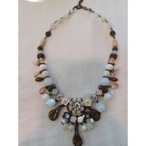 Elisabetta Ricciardi bead & metal statement necklace handmade Italian asymetric
